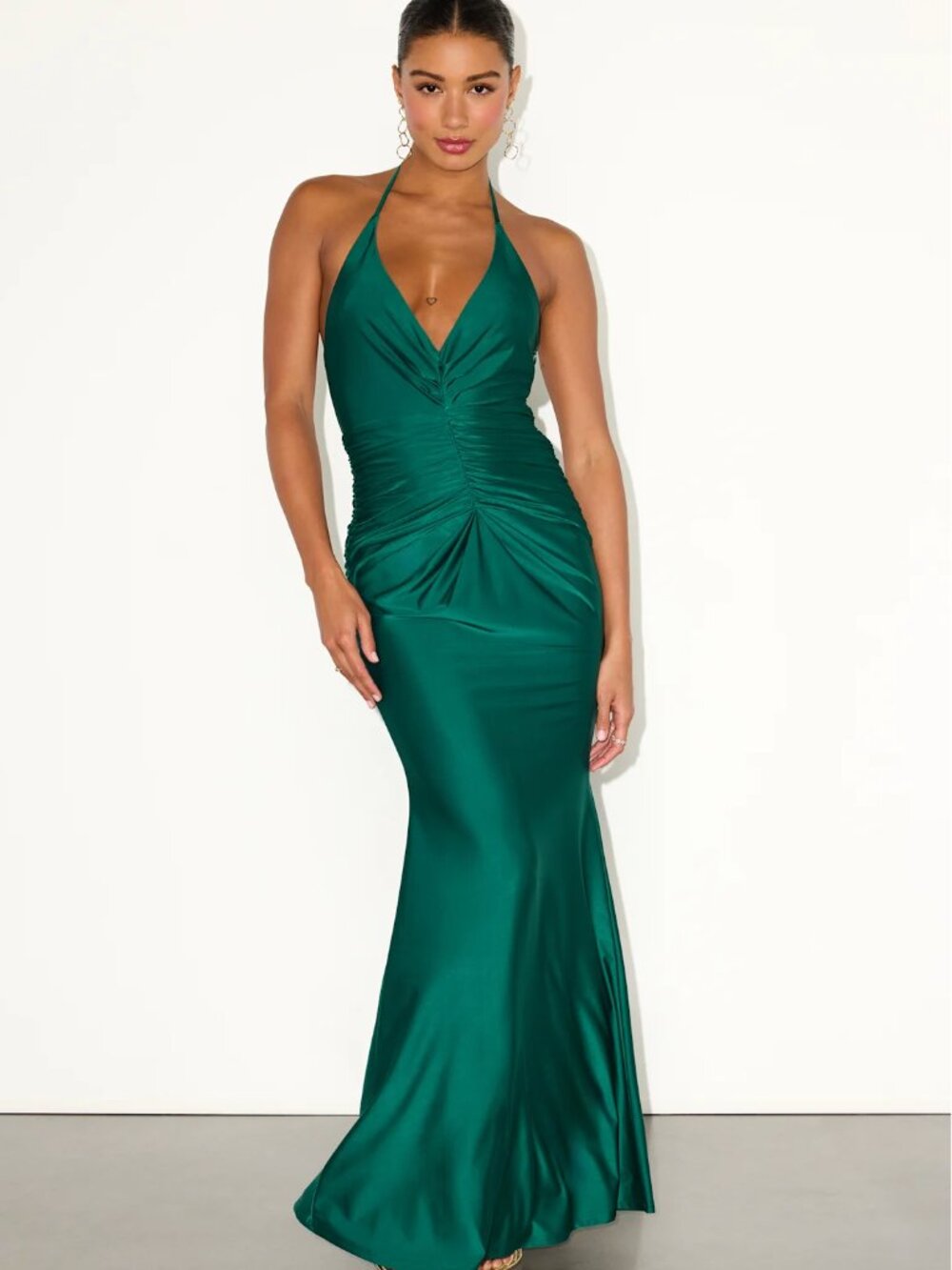 Lulu's Emerald Green Halter Maxi Dress
